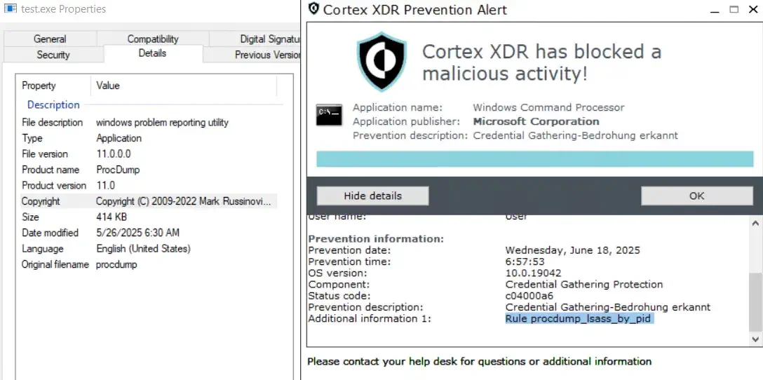 LSASS Dump Blocked Other Rule